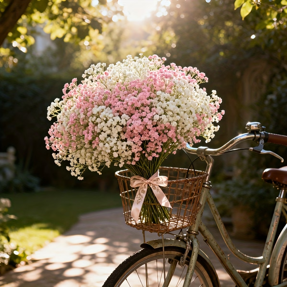 Pink & White Baby’s Breath Bouquet, Table Centerpieces & Home Decor