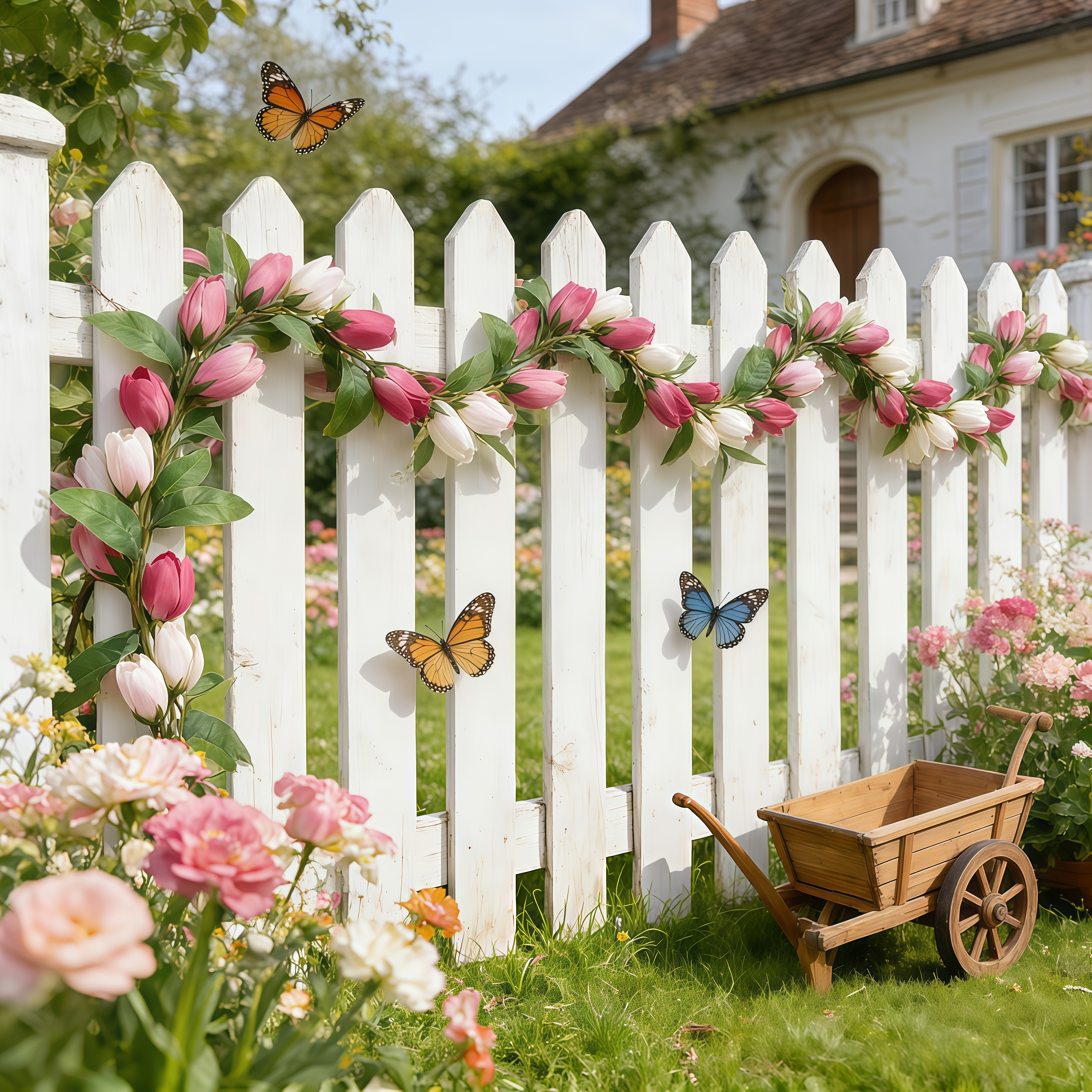 Soft Blush & White Faux Tulip Garland