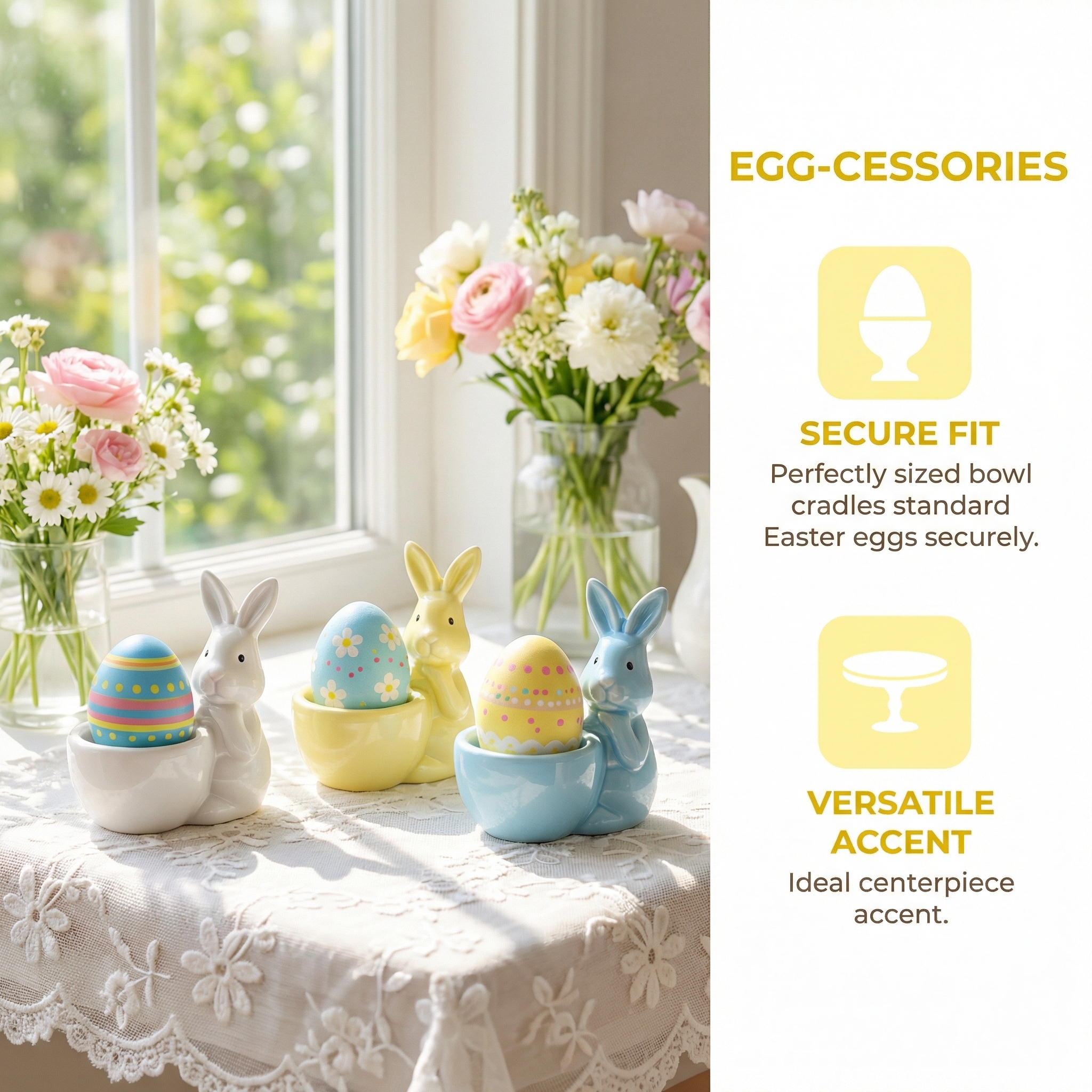 Spring Ceramic Pastel Easter Bunny Egg Holders
