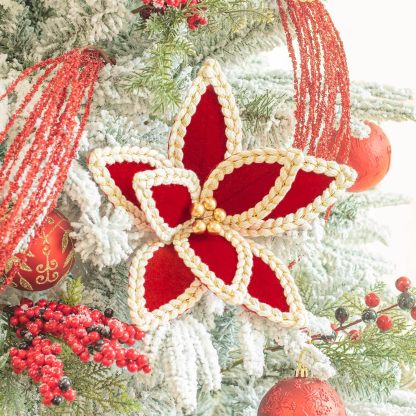 3pcs 12in Velvet Poinsettia Flower Picks