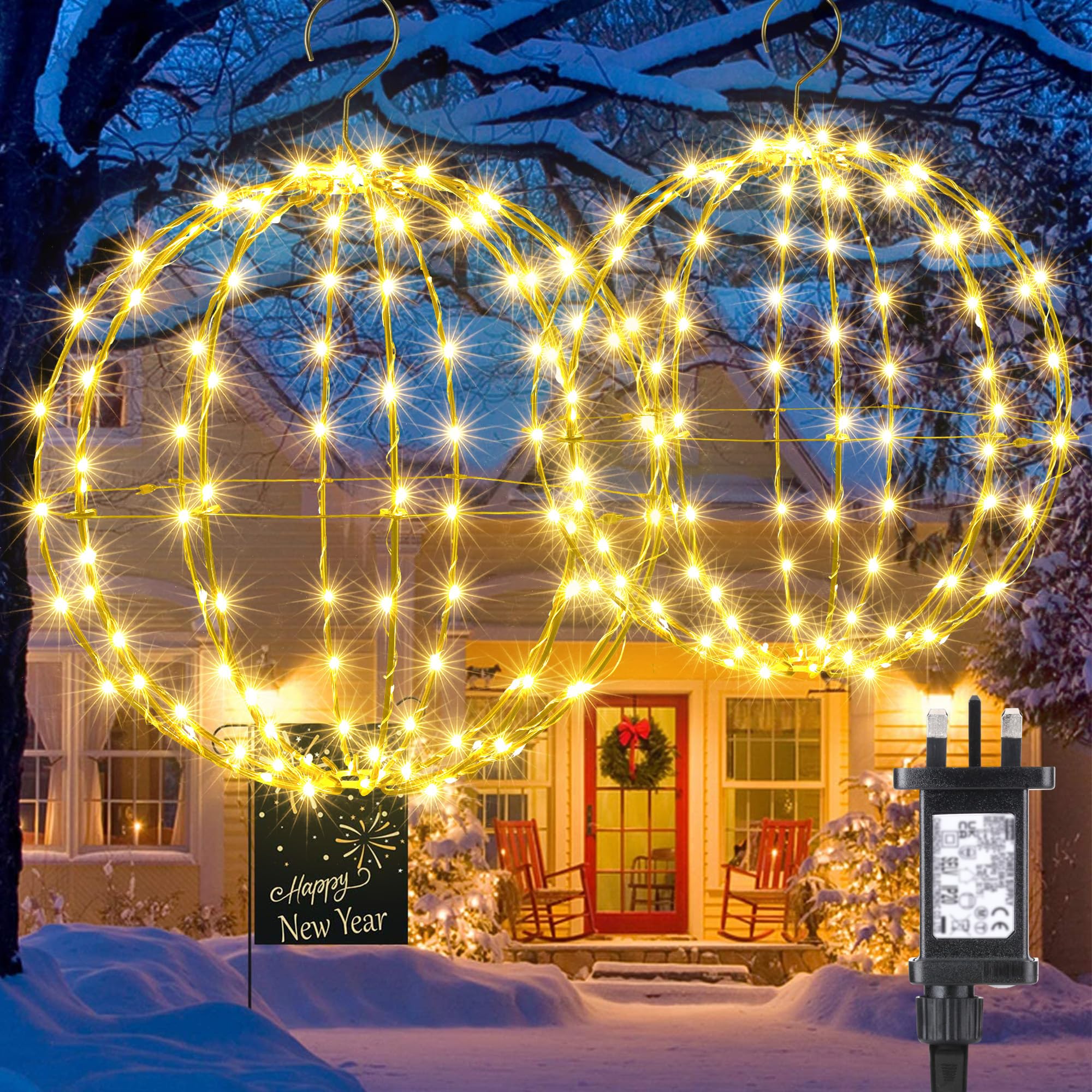 Outdoor Christmas Bright Ball Lights, Durable, Waterproof, Long Lasting
