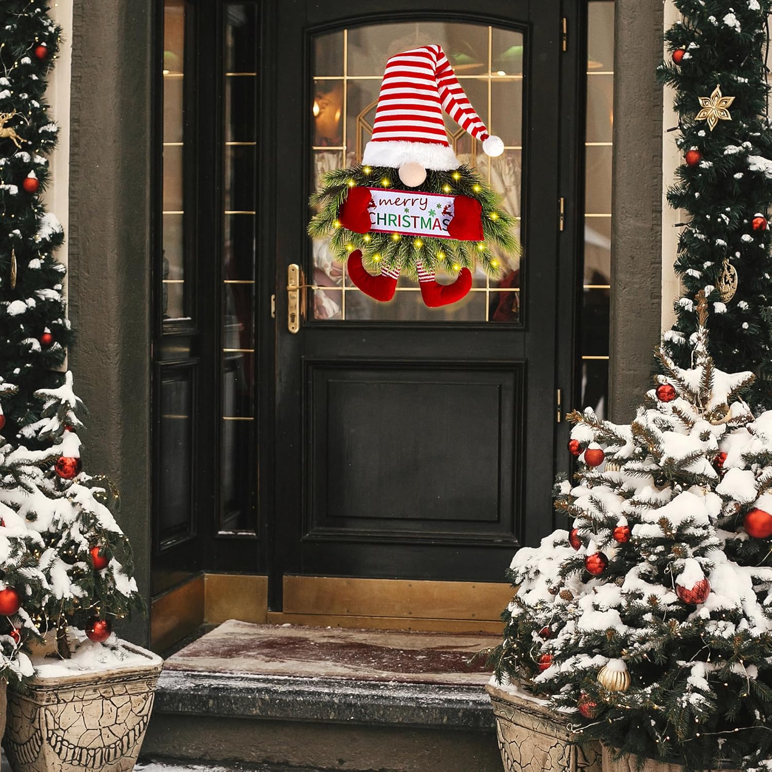 Christmas Gnome Wreath with Lights