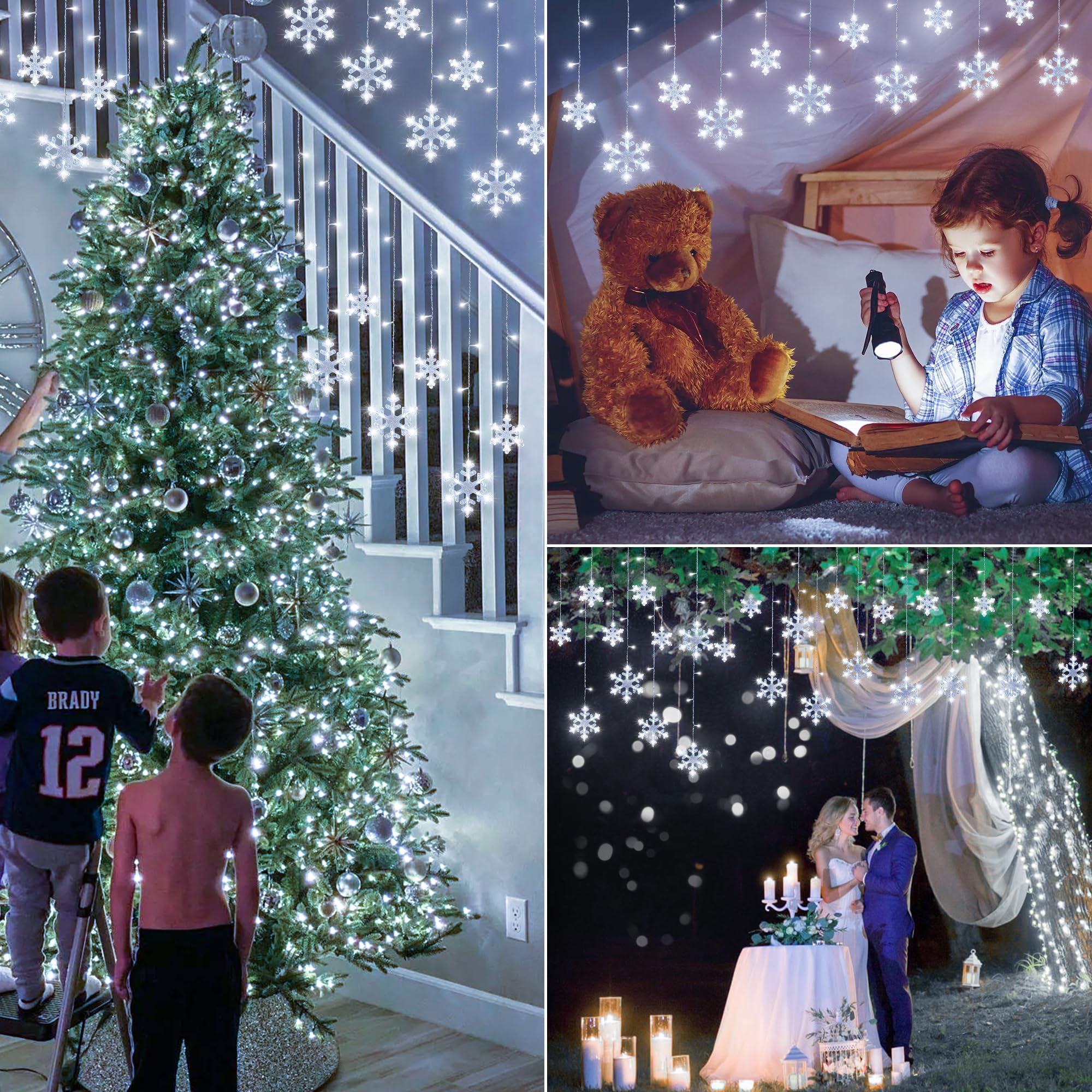 Christmas Snowflake Icicle Hanging String Lights