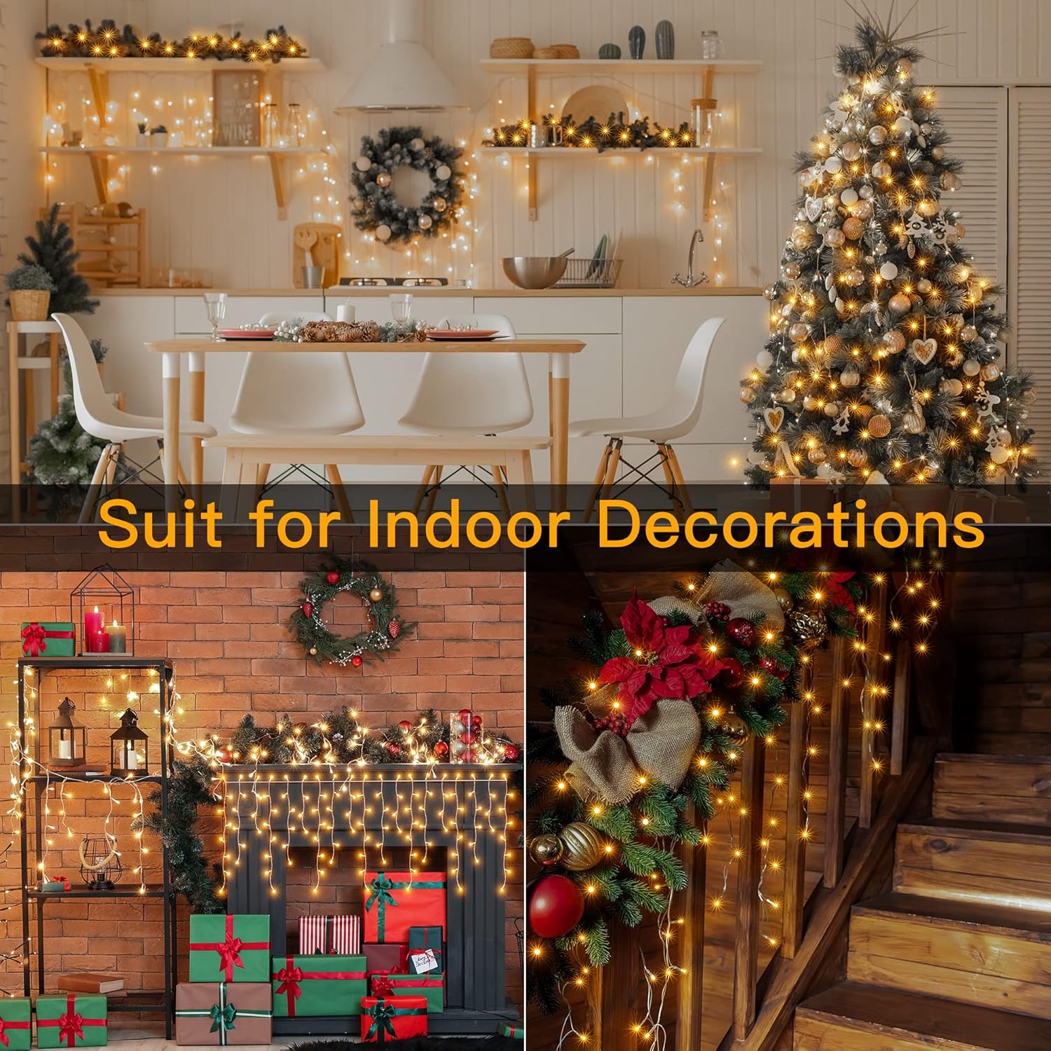 33 FT LED Expandable Christmas Icicle Lights with Remote