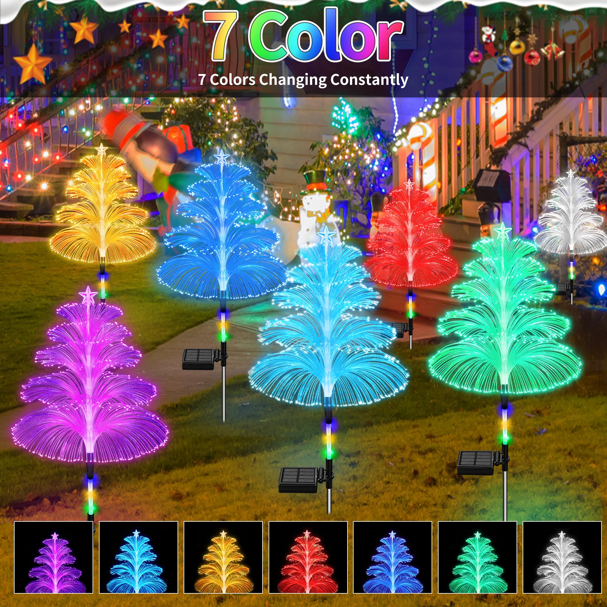 Solar Christmas Decorations Trees Lights Outdoor Waterproof