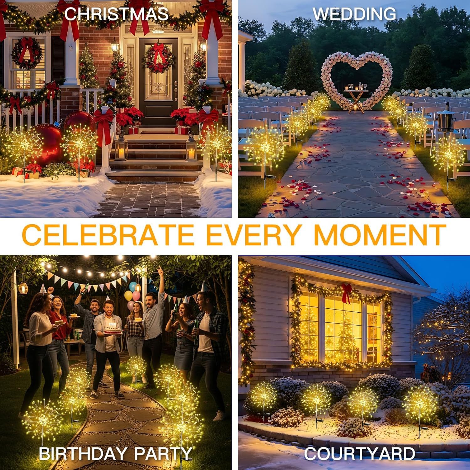 150 LED Solar Firework Starburst Lights Outdoor Waterproof