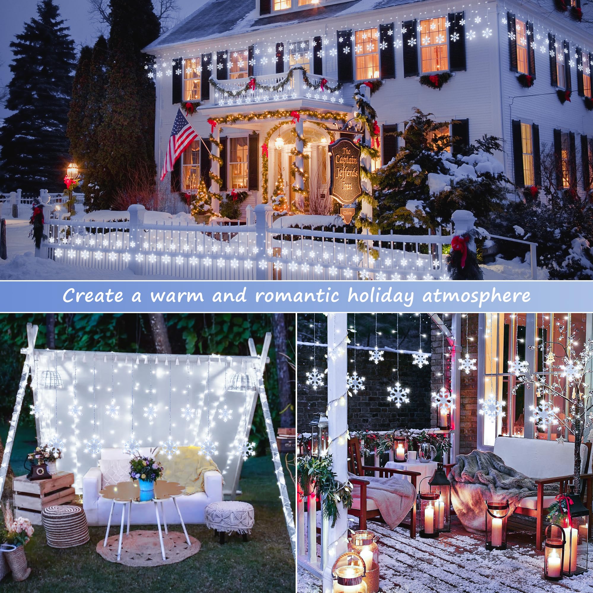 Christmas Snowflake Icicle Hanging String Lights