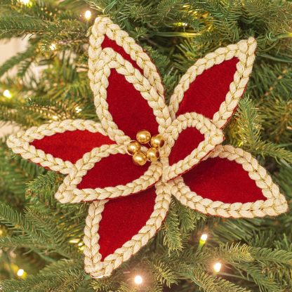 3pcs 12in Velvet Poinsettia Flower Picks