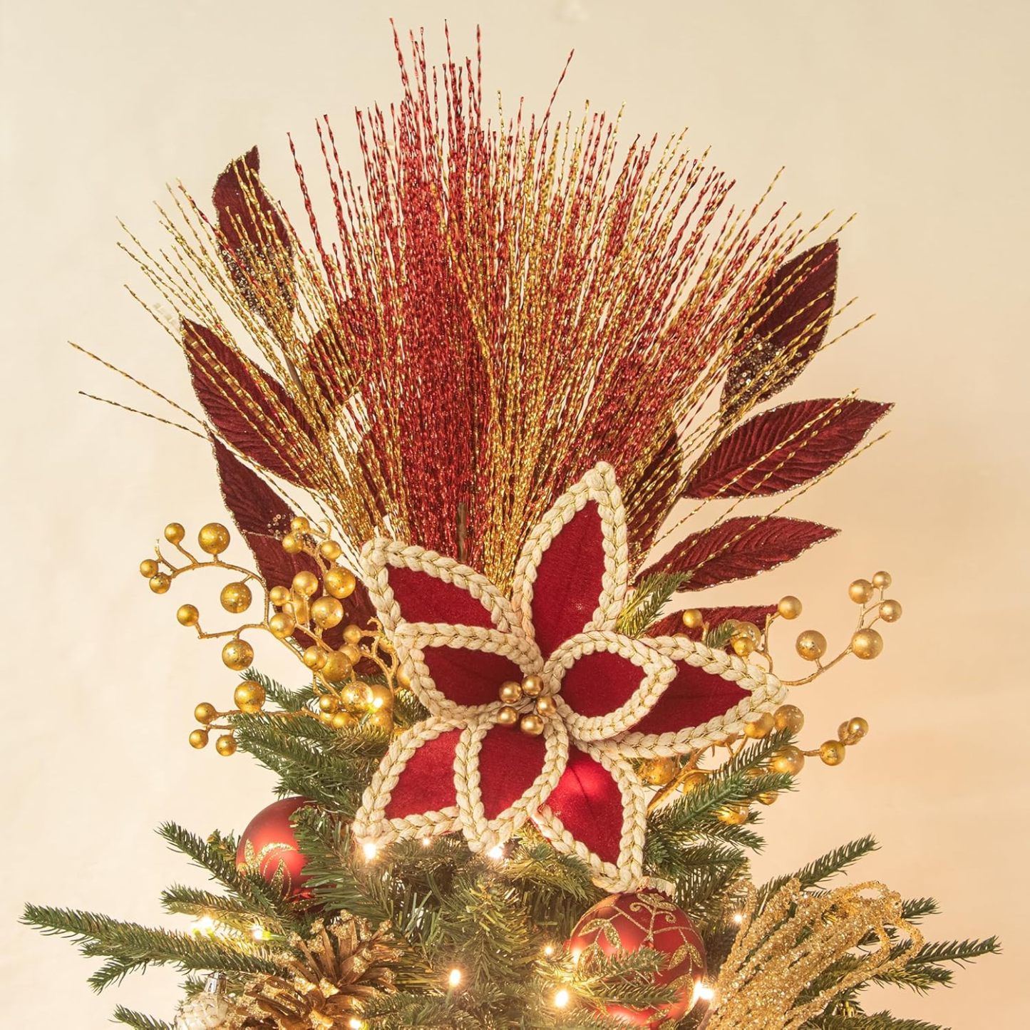 3pcs 12in Velvet Poinsettia Flower Picks