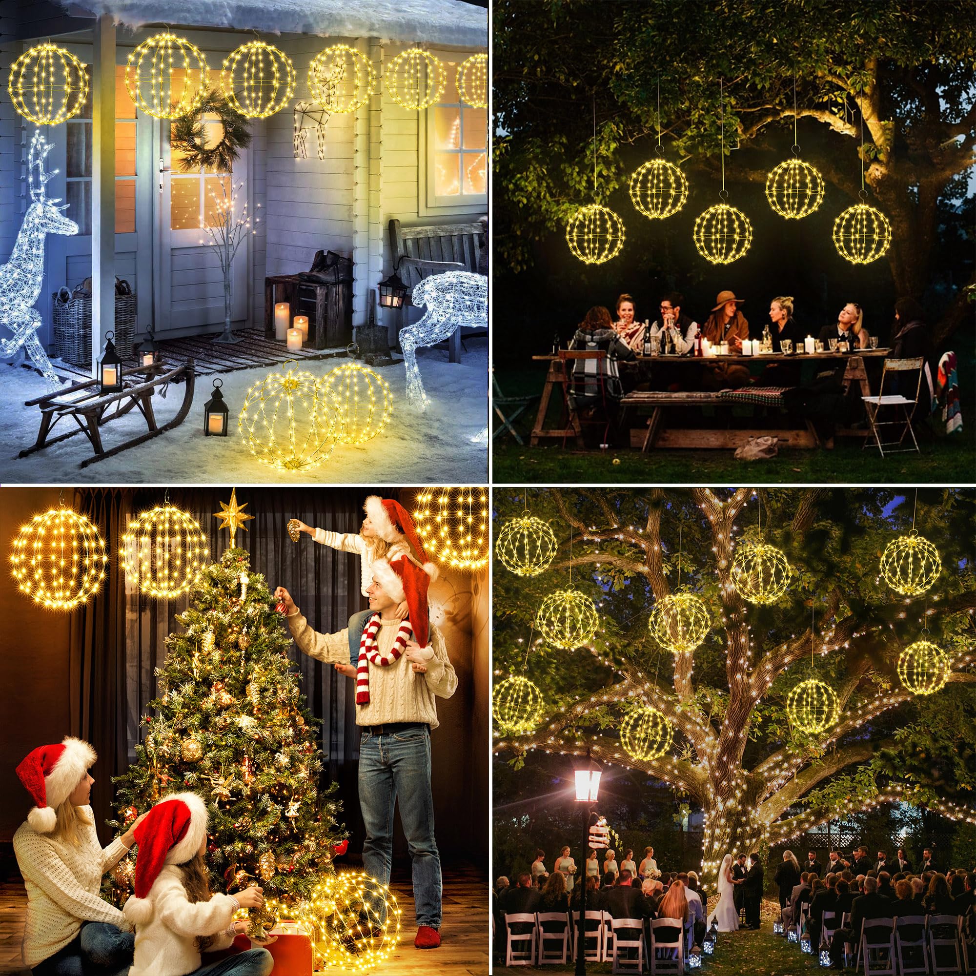 Outdoor Christmas Bright Ball Lights, Durable, Waterproof, Long Lasting