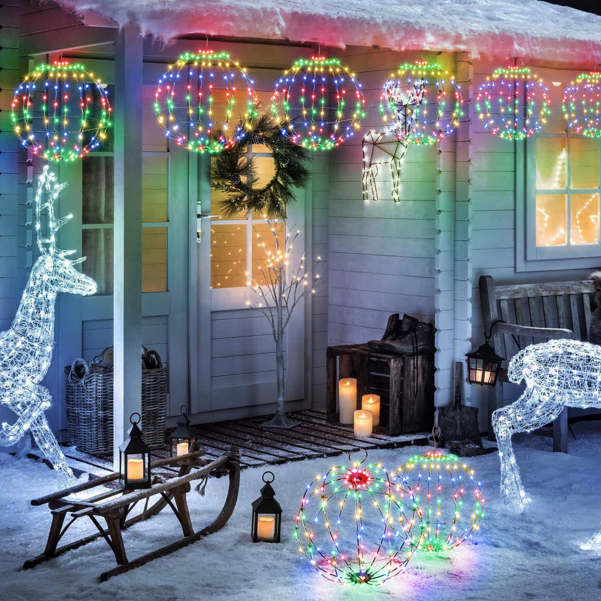 Outdoor Christmas Bright Ball Lights, Durable, Waterproof, Long Lasting