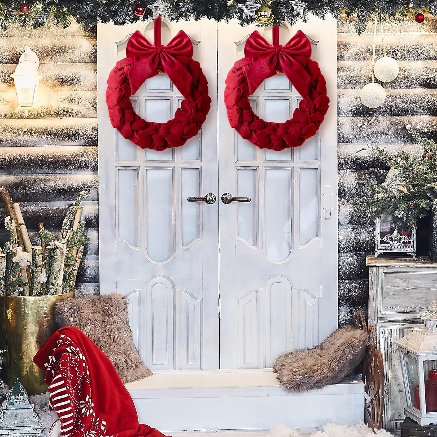 Velvet Christmas Wreaths with Bow