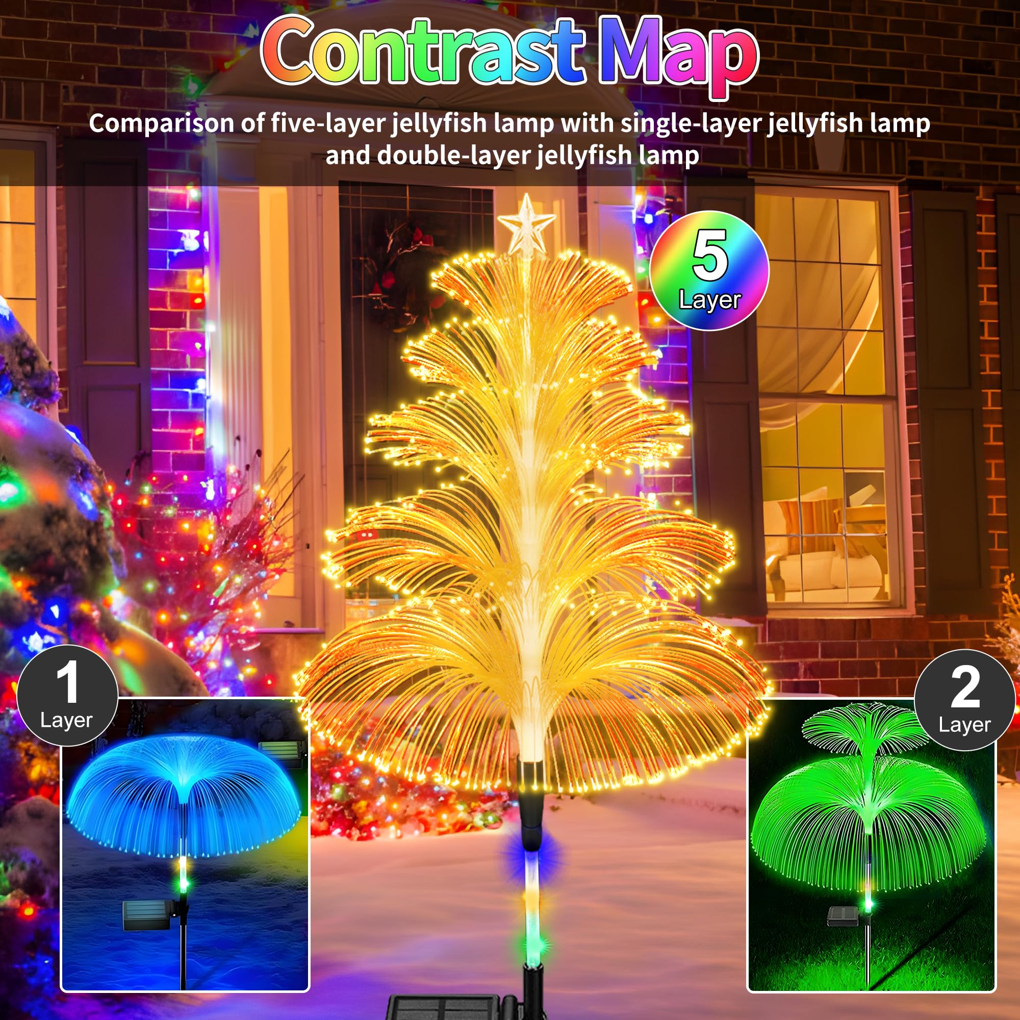 Solar Christmas Decorations Trees Lights Outdoor Waterproof