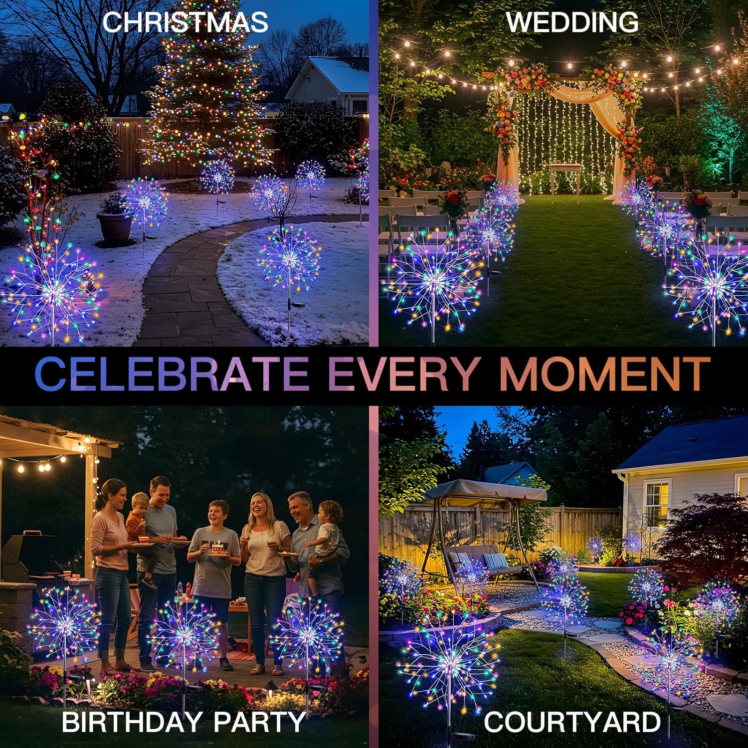150 LED Solar Firework Starburst Lights Outdoor Waterproof