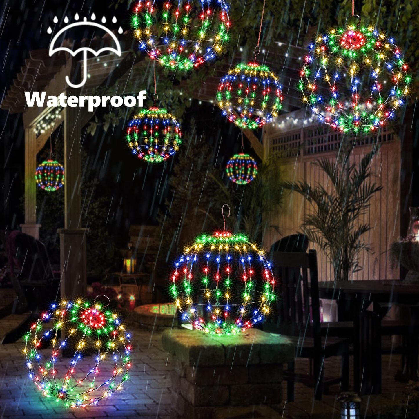 Outdoor Christmas Bright Ball Lights, Durable, Waterproof, Long Lasting