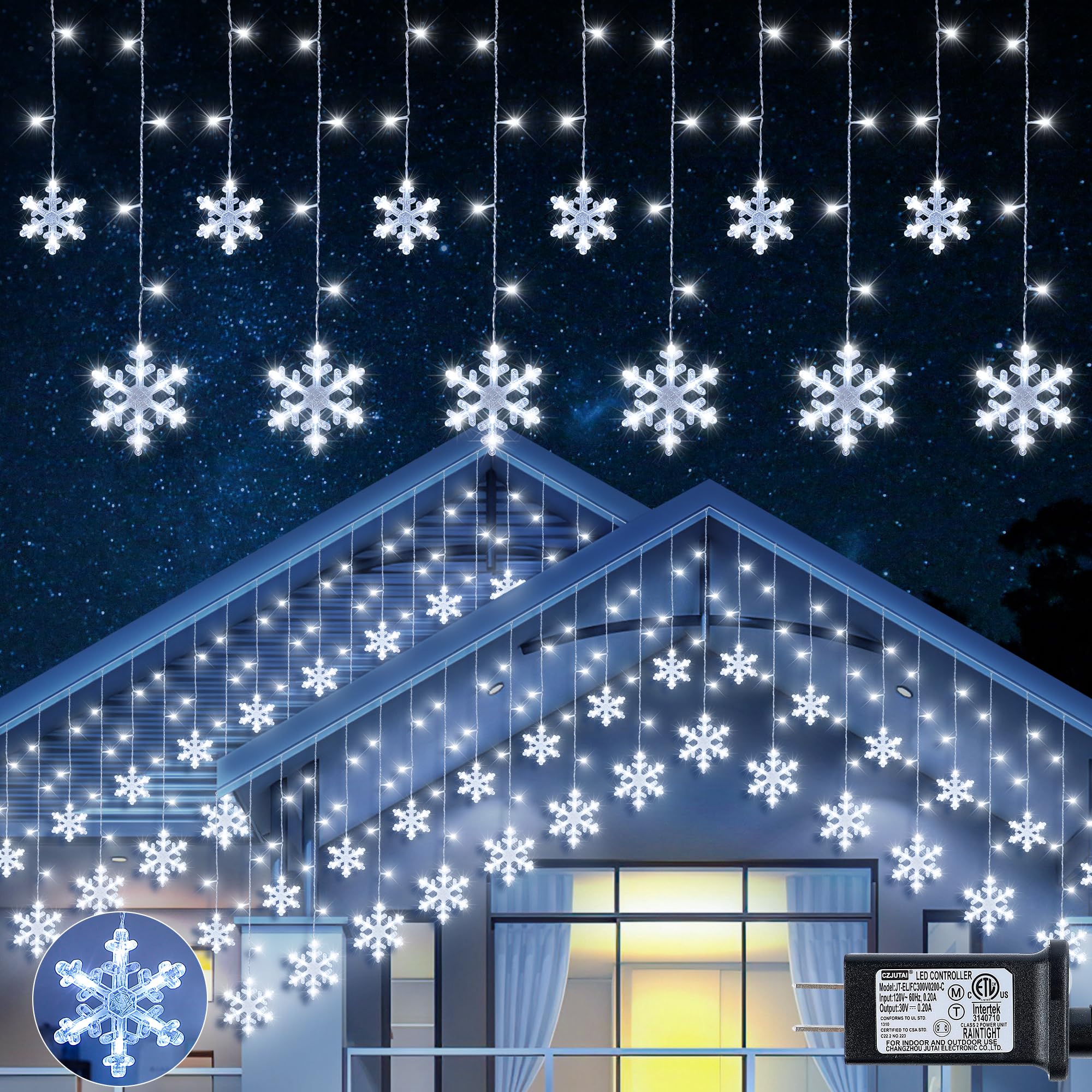 Christmas Snowflake Icicle Hanging String Lights