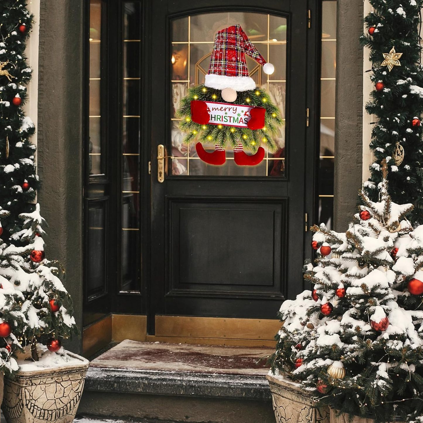 Christmas Gnome Wreath with Lights