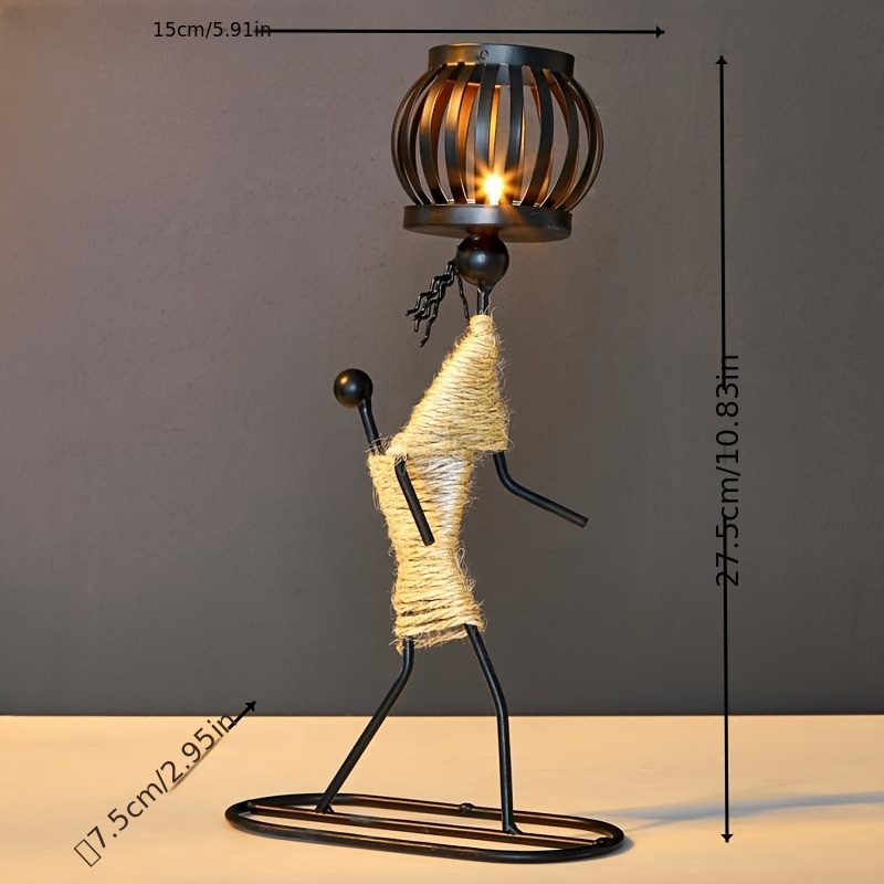 Handcrafted Metal Figurine Candle Holder Lantern