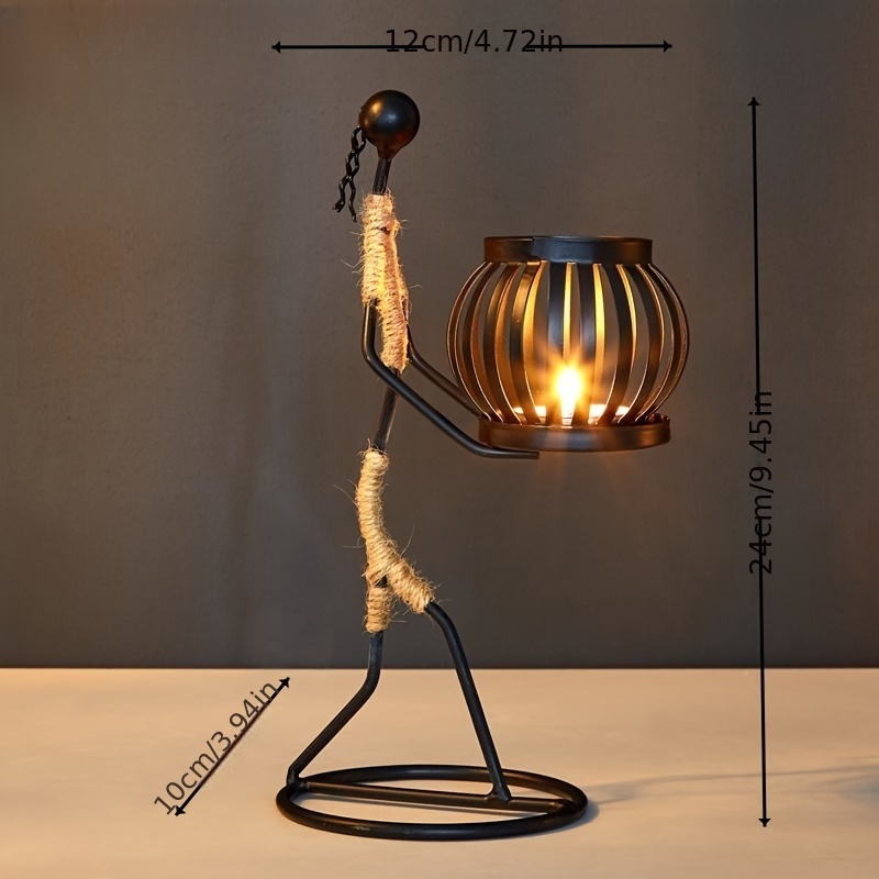 Handcrafted Metal Figurine Candle Holder Lantern