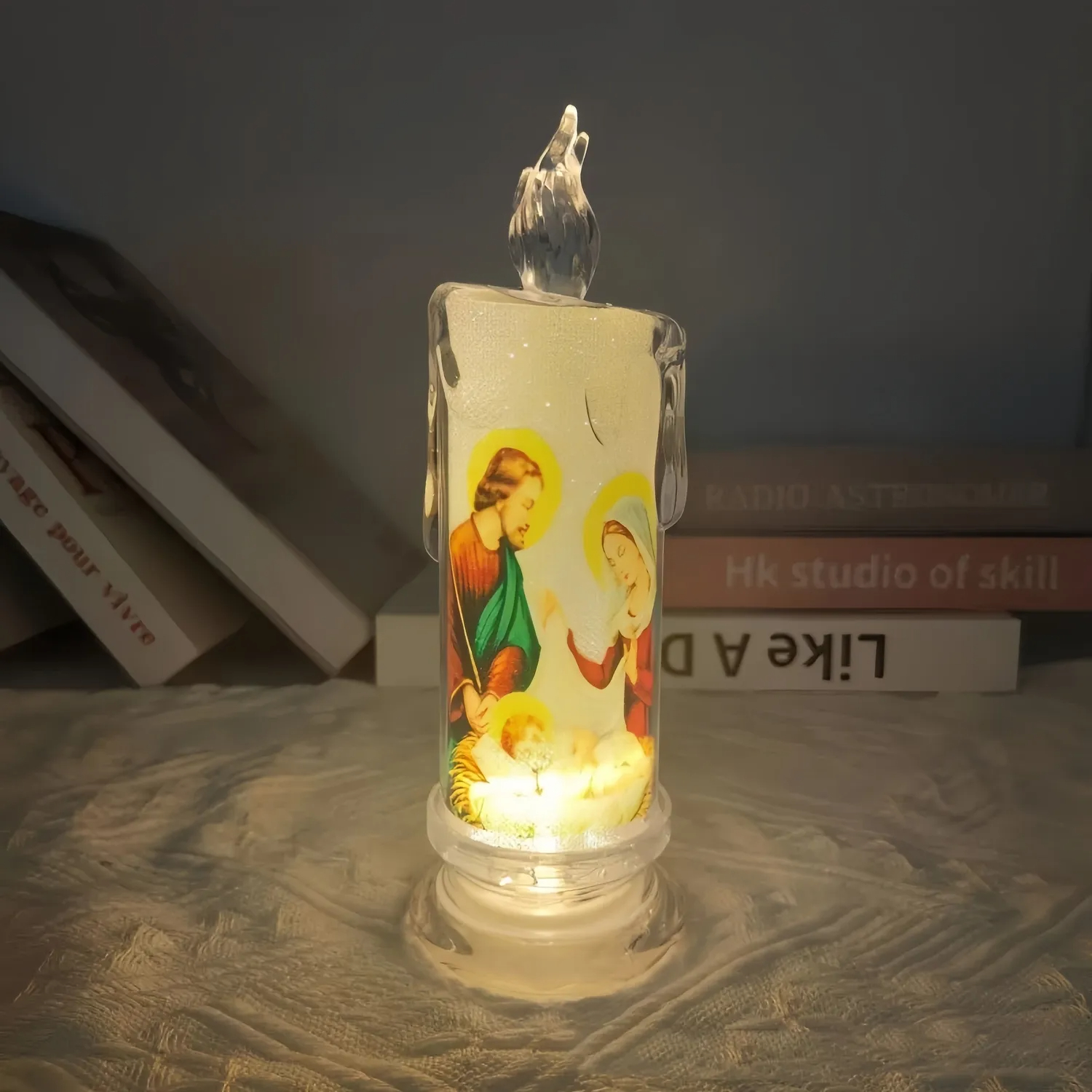 Flickering LED Virgin Prayer Candle Light