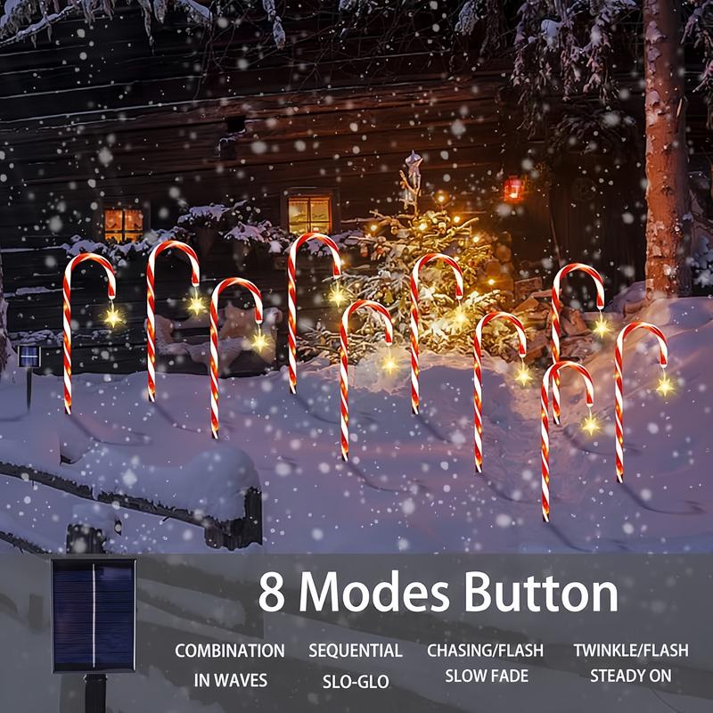 Solar Star Candy Christmas Cane Lights