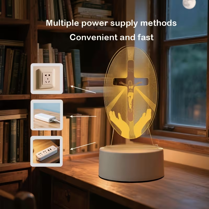 Christian Cross LED Night Light Acrylic Lamp