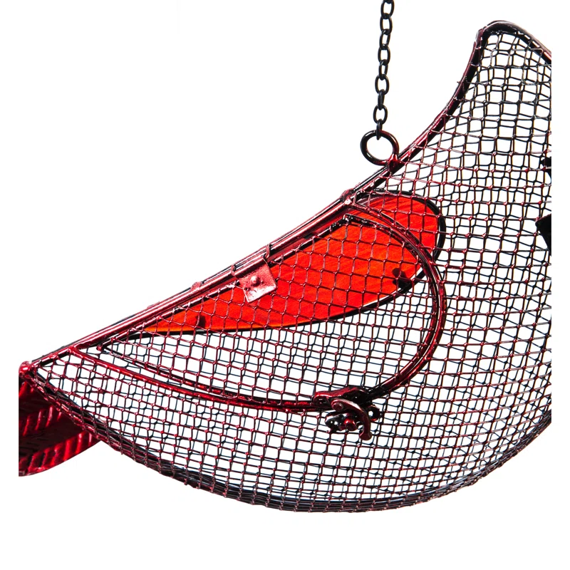 Metal Mesh Cardinal Wild Bird Feeder, Outdoor Hanging Bird Feeder