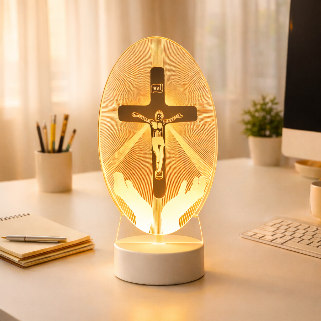 Christian Cross LED Night Light Acrylic Lamp