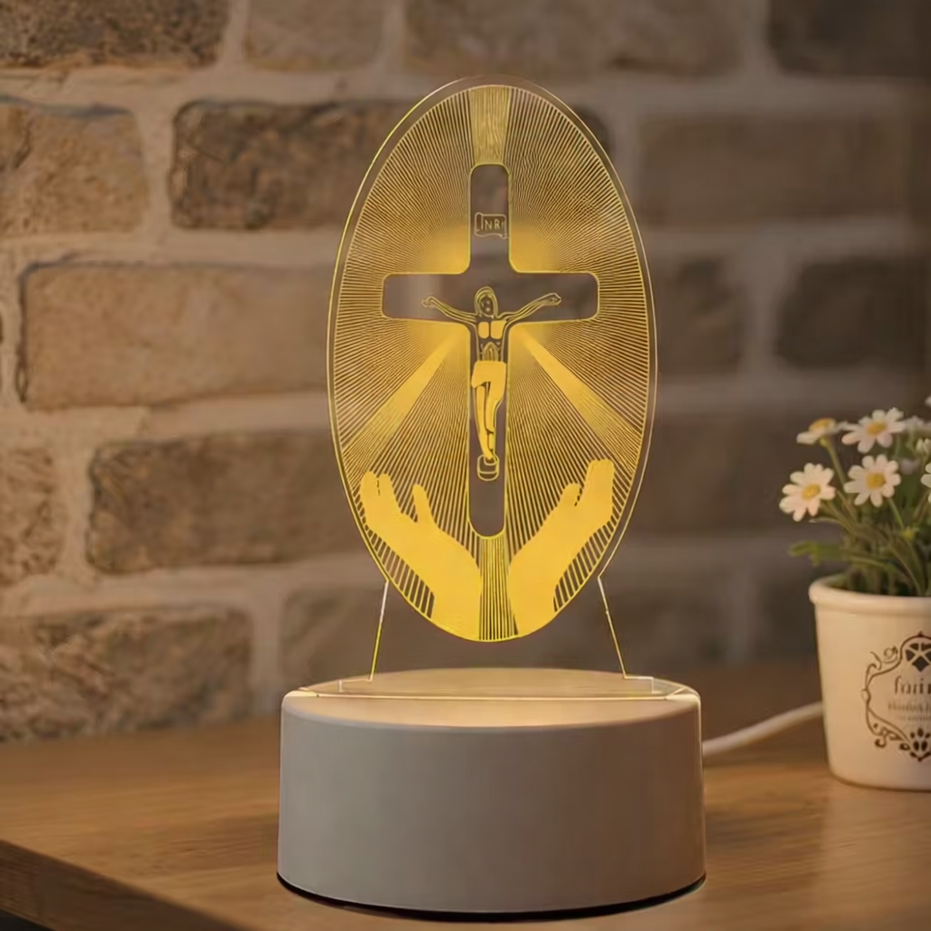 Christian Cross LED Night Light Acrylic Lamp