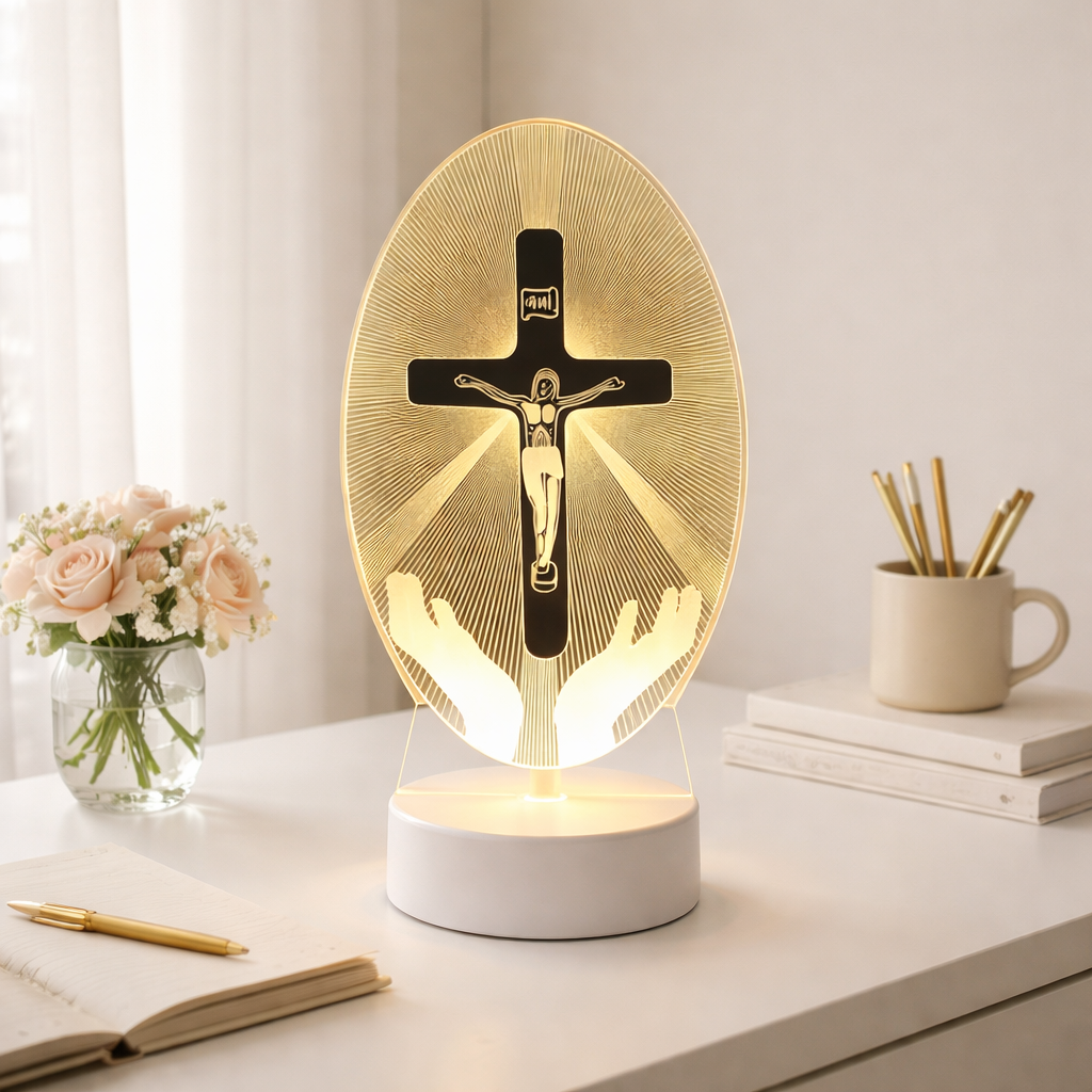 Christian Cross LED Night Light Acrylic Lamp