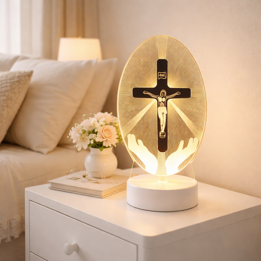 Christian Cross LED Night Light Acrylic Lamp
