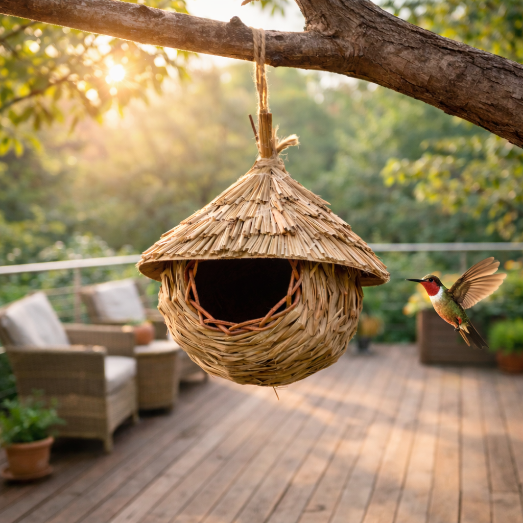 Handwoven Hanging Natural Straw Bird Nest House