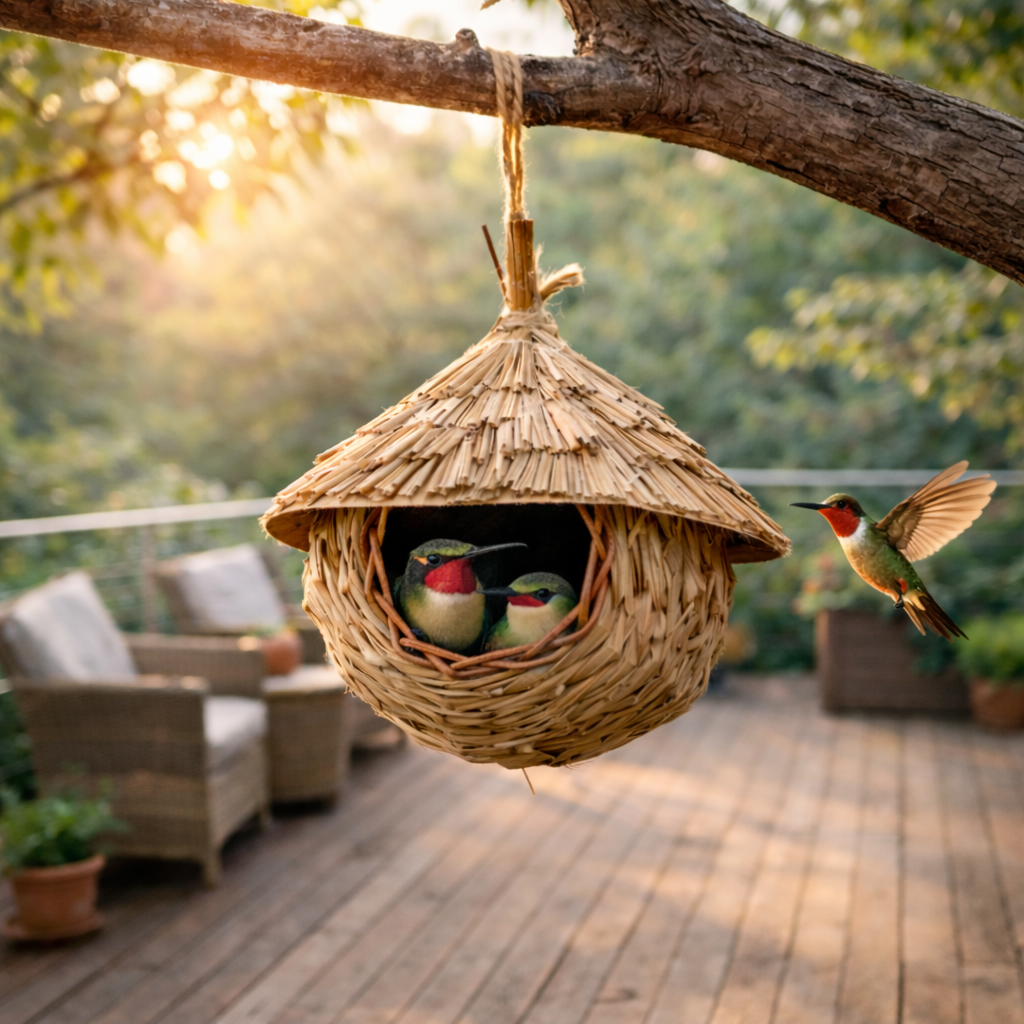 Handwoven Hanging Natural Straw Bird Nest House