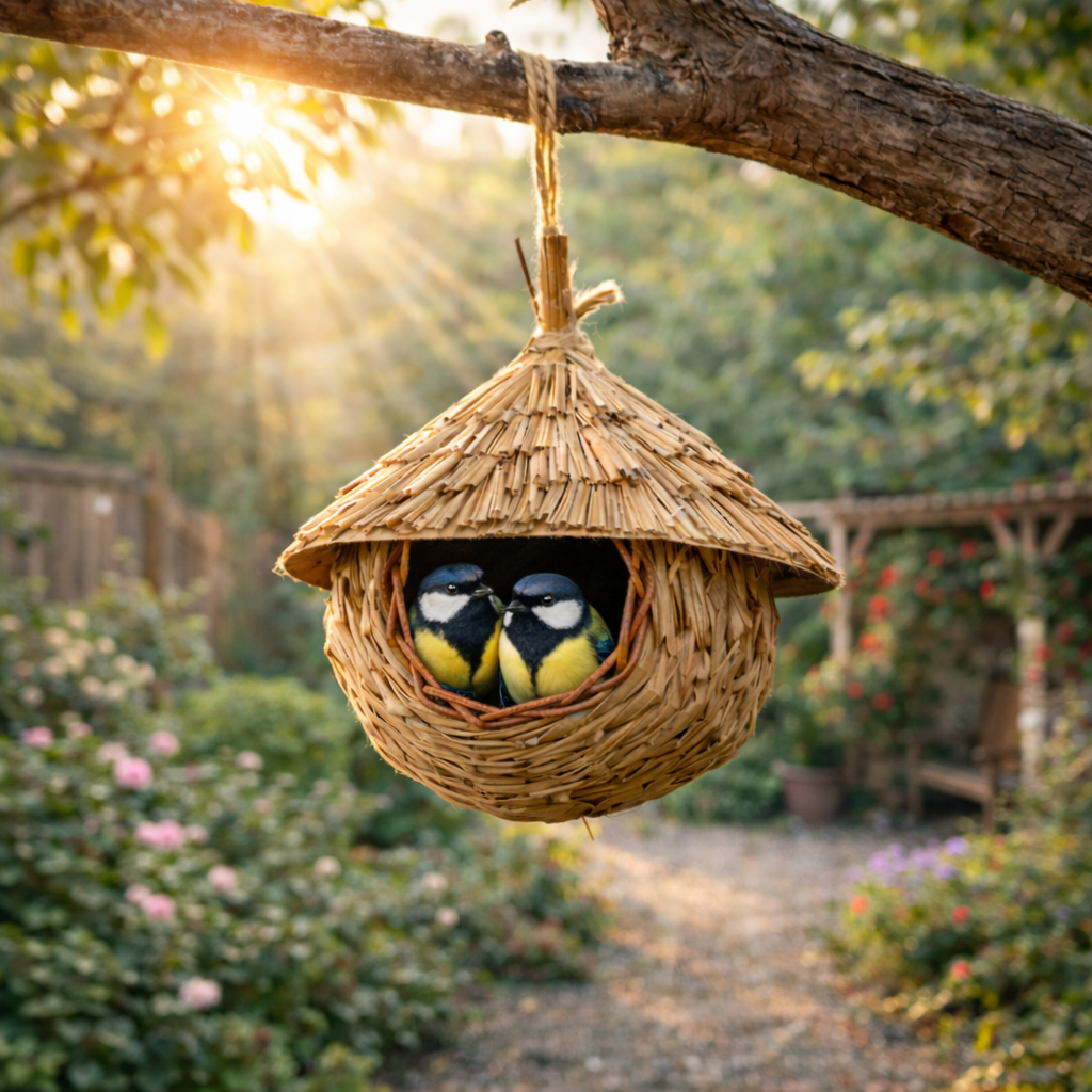 Handwoven Hanging Natural Straw Bird Nest House