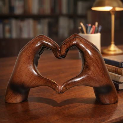 Love Hands Heart Sculpture for Tabletop Decor