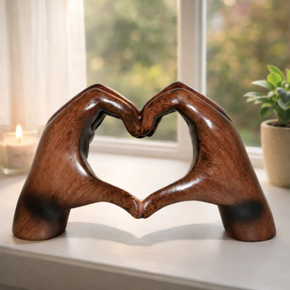 Love Hands Heart Sculpture for Tabletop Decor