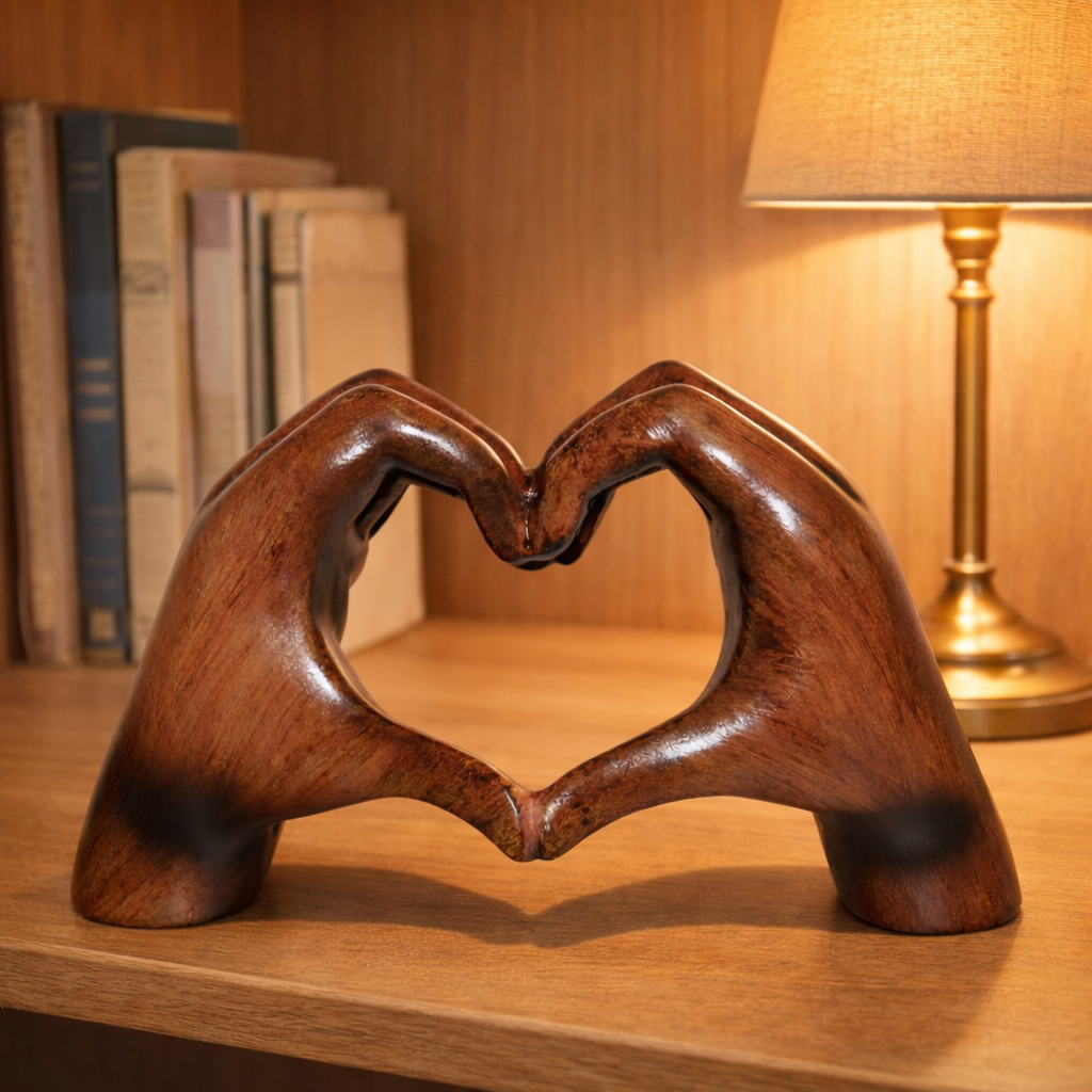 Love Hands Heart Sculpture for Tabletop Decor