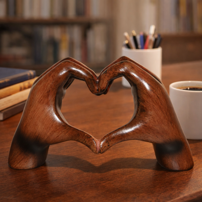 Love Hands Heart Sculpture for Tabletop Decor