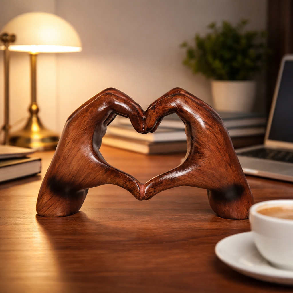 Love Hands Heart Sculpture for Tabletop Decor