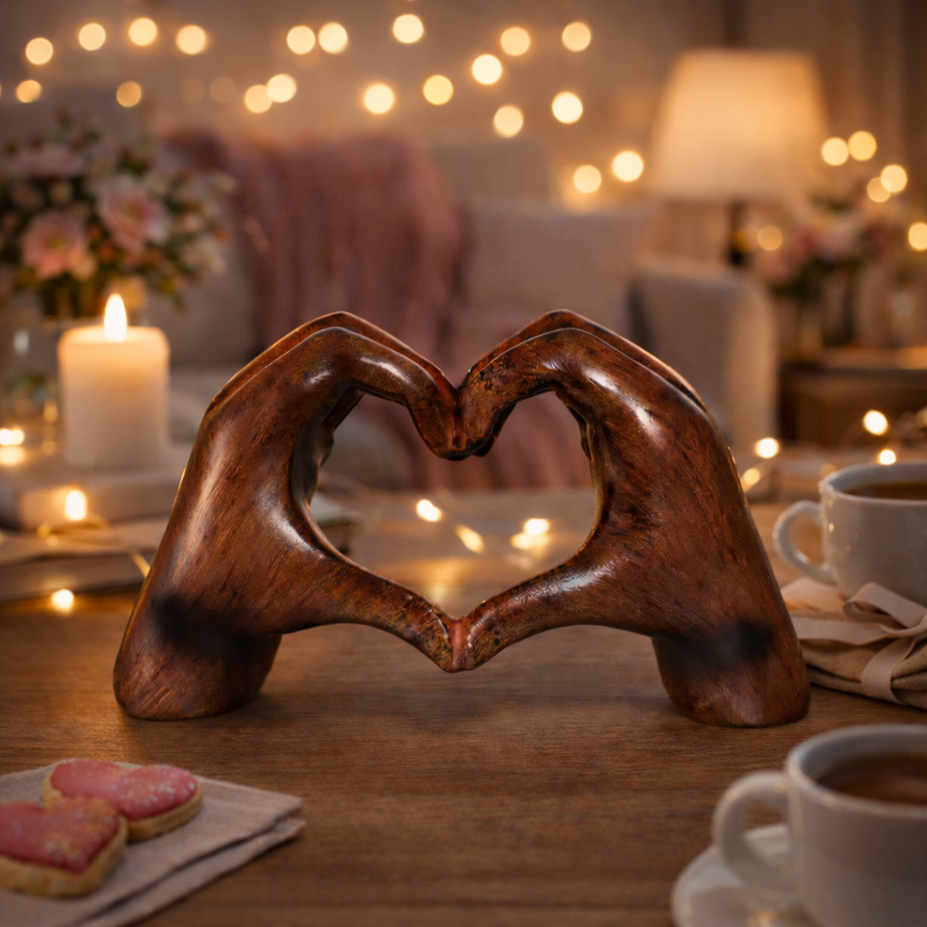 Love Hands Heart Sculpture for Tabletop Decor