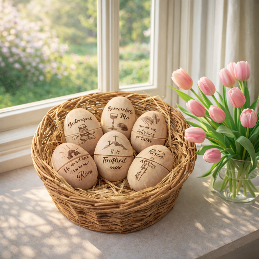 Christian Easter Wooden Eggs for Basket Stuffers & Gifts