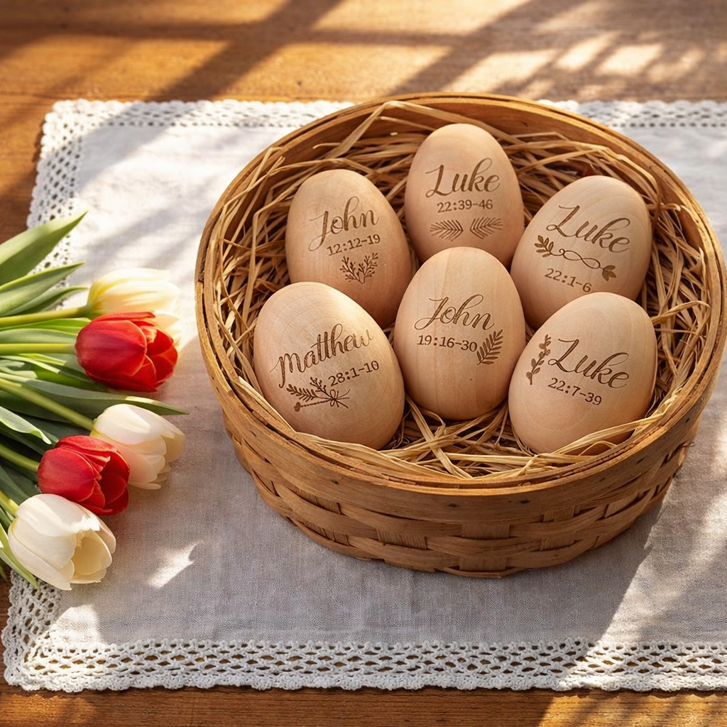 Christian Easter Wooden Eggs for Basket Stuffers & Gifts
