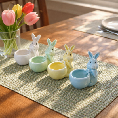 Spring Ceramic Pastel Easter Bunny Egg Holders
