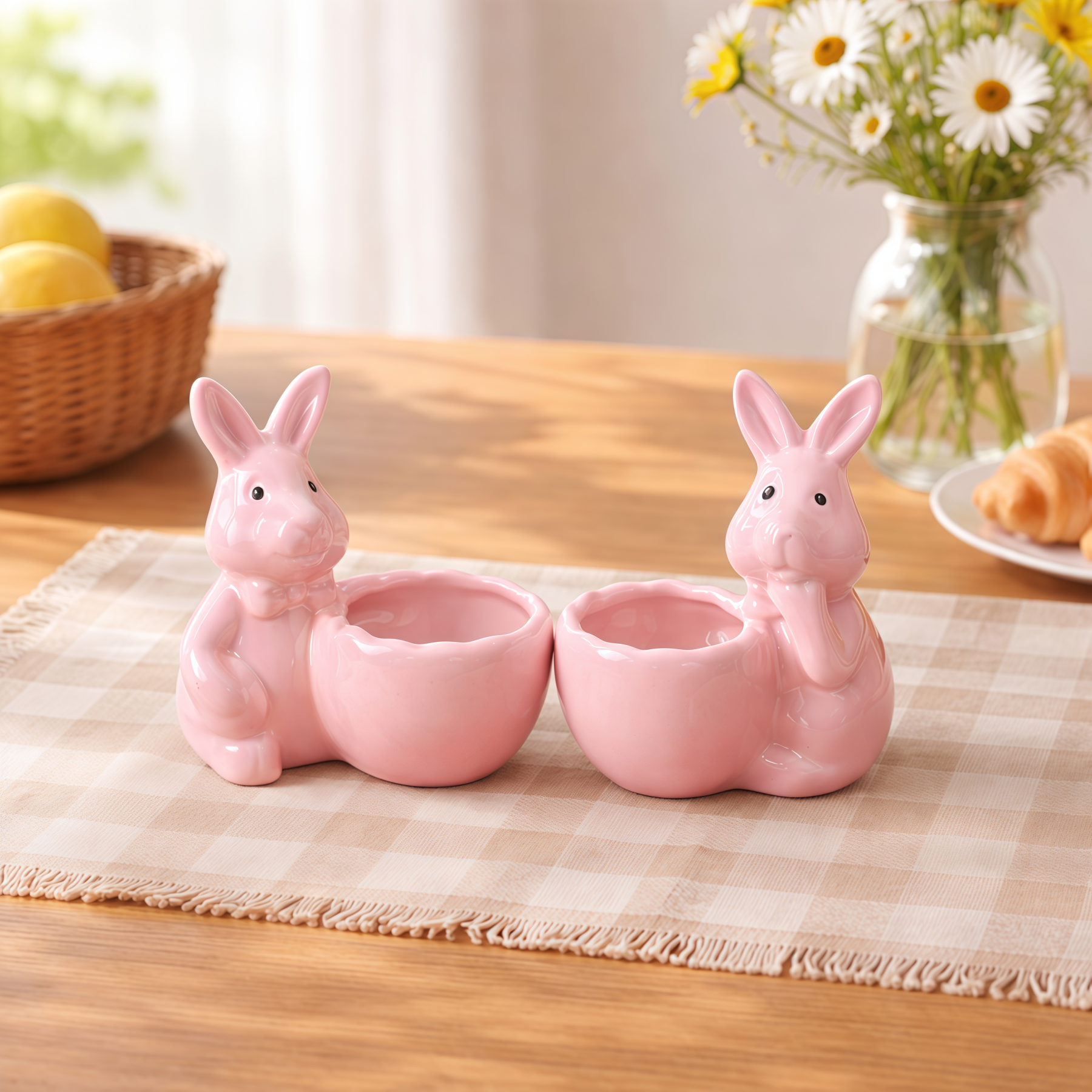 Spring Ceramic Pastel Easter Bunny Egg Holders