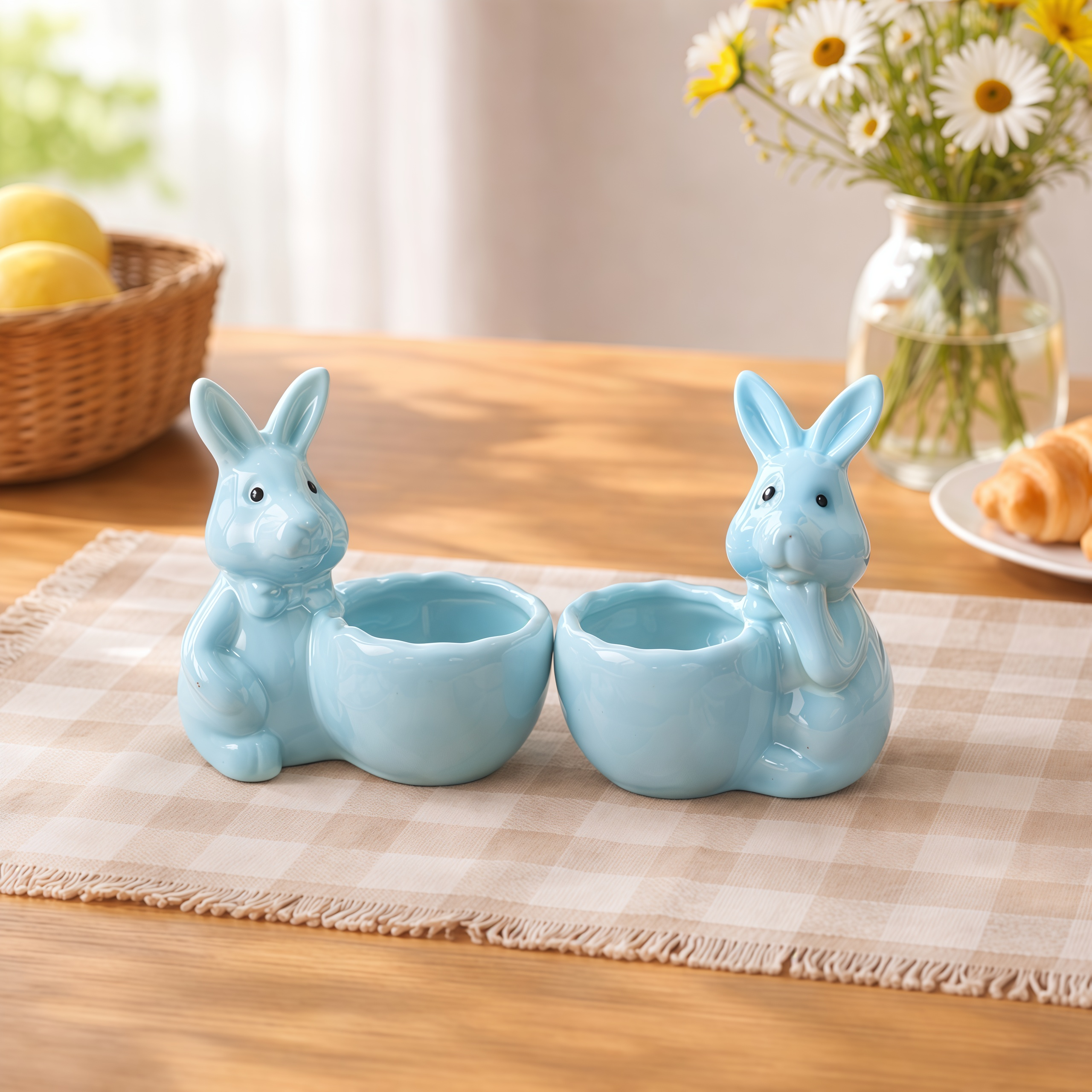 Spring Ceramic Pastel Easter Bunny Egg Holders