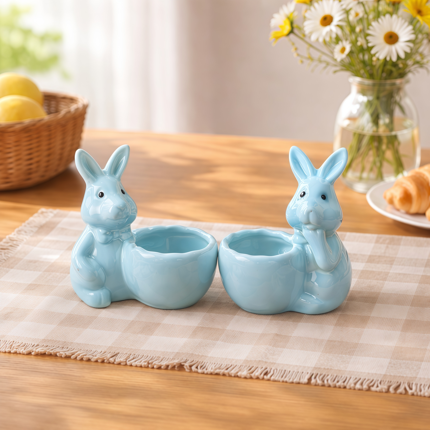 Spring Ceramic Pastel Easter Bunny Egg Holders