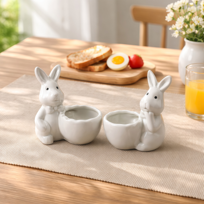 Spring Ceramic Pastel Easter Bunny Egg Holders