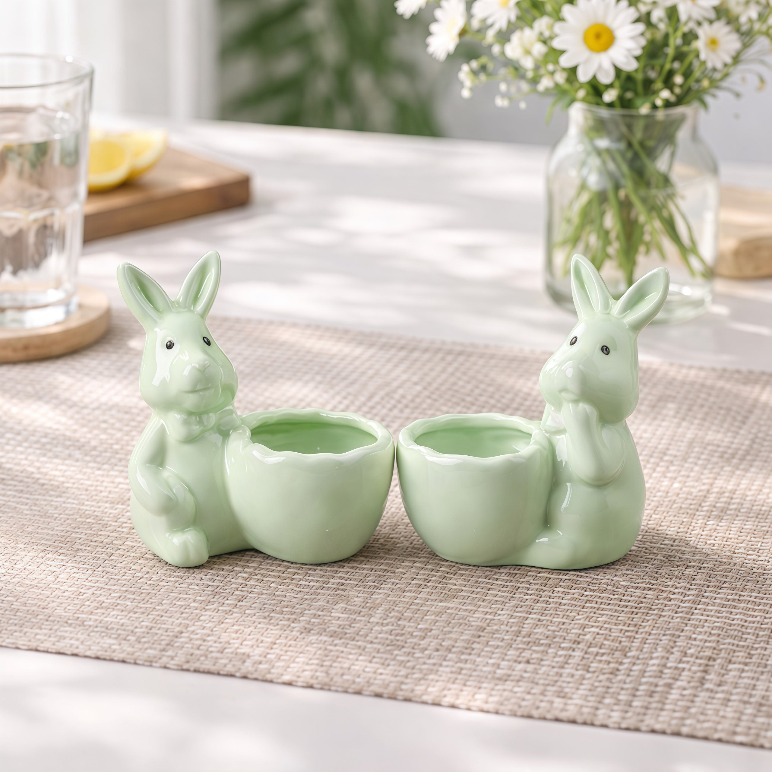 Spring Ceramic Pastel Easter Bunny Egg Holders