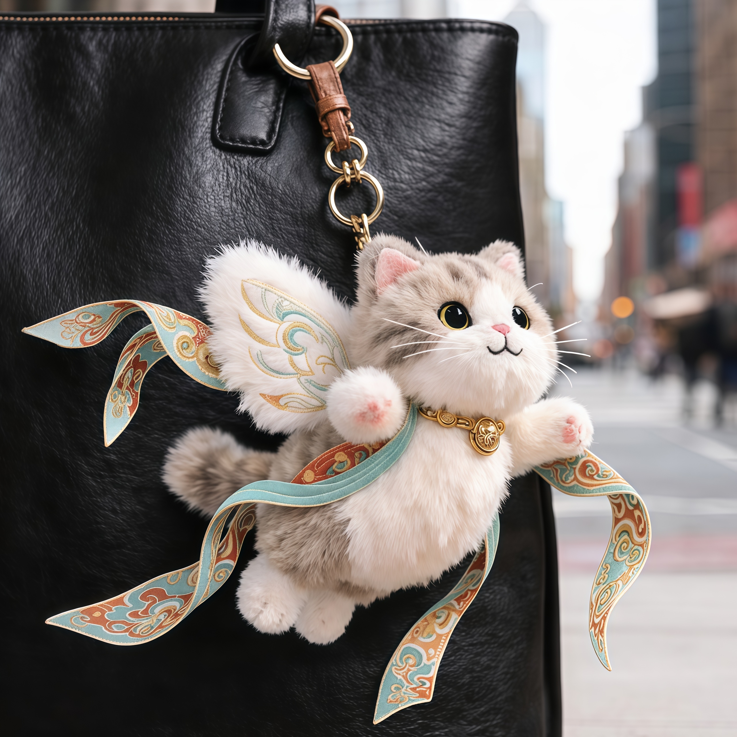 Plush Flying Cat & Nine-Color Deer Keychain with Embroidered Wings