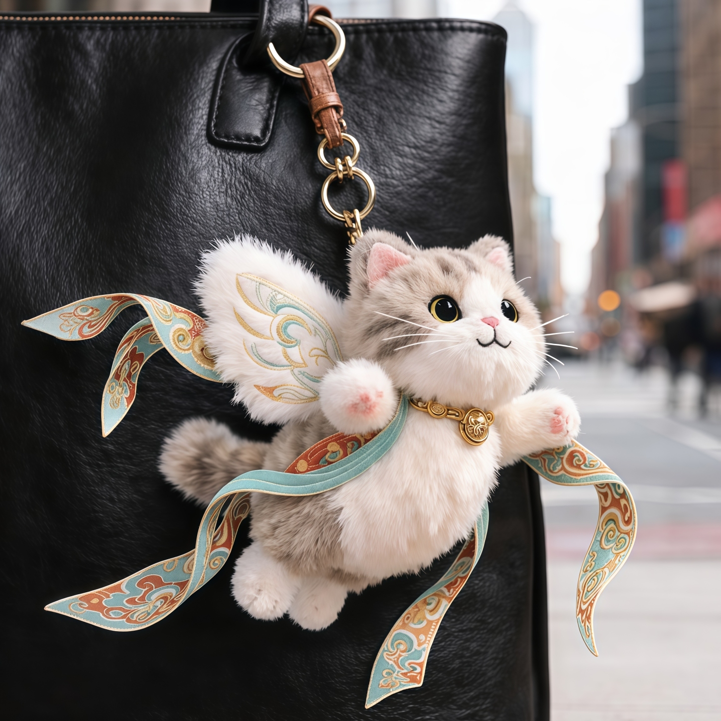 Plush Flying Cat & Nine-Color Deer Keychain with Embroidered Wings